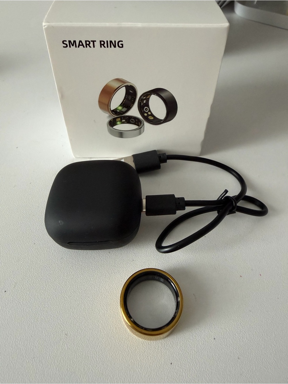 Smart Ring with Gold Accent - Charging Case Included